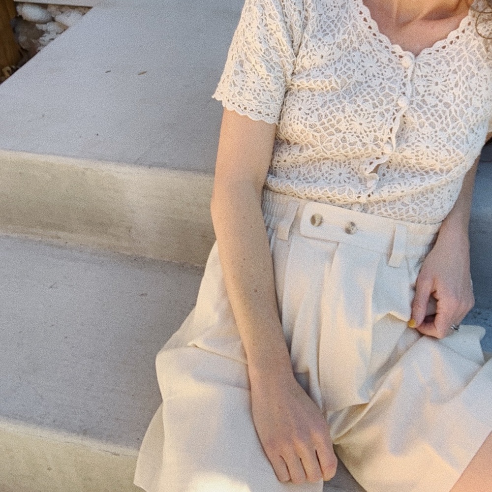 Vintage raw silk high waisted shorts
